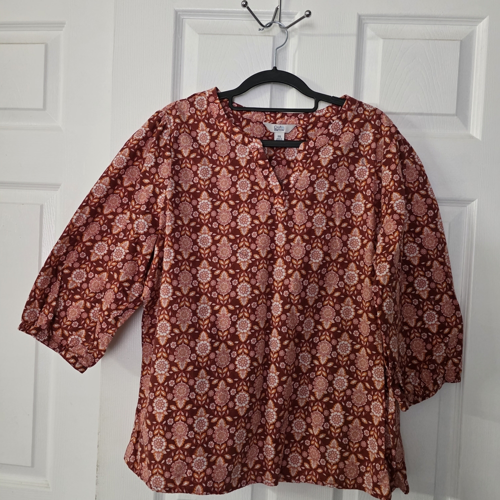 Croft & Barrow Red and Pink Floral Blouse